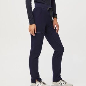 Figs High Waisted Yola Skinny Scrub Pants, Navy Blue - Size Small Petite